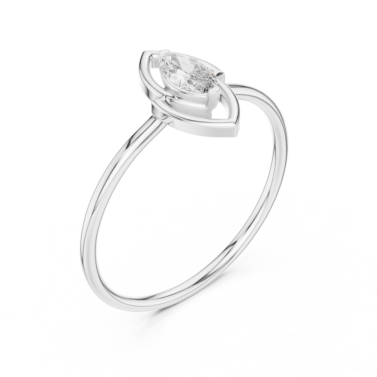 minimalist marquise solitaire lab diamond ring - view 5