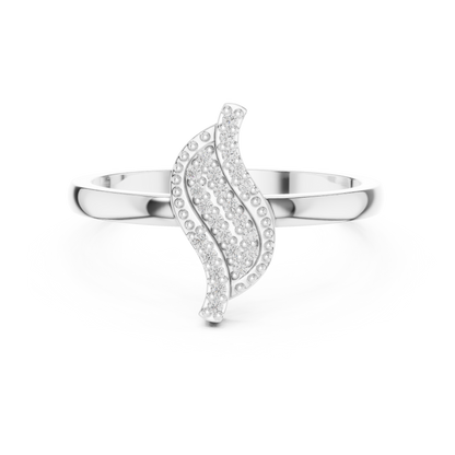 Round Cut Lab Diamond Leaf Motif Gold Anniversary Ring - View 3