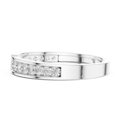 Round Cut Open Chevron Lab Diamond Stackable Wedding Band - View 9