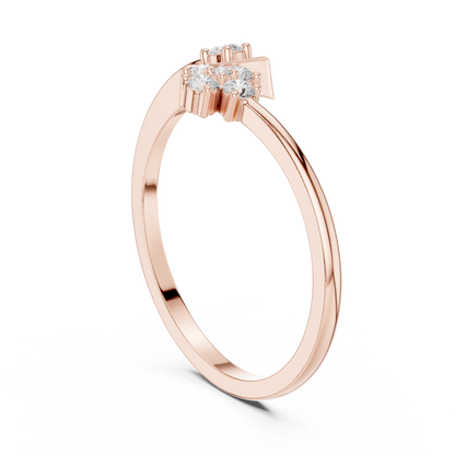 Open Leaf With Flower Round Lab Diamond Bypass Ring - View 11