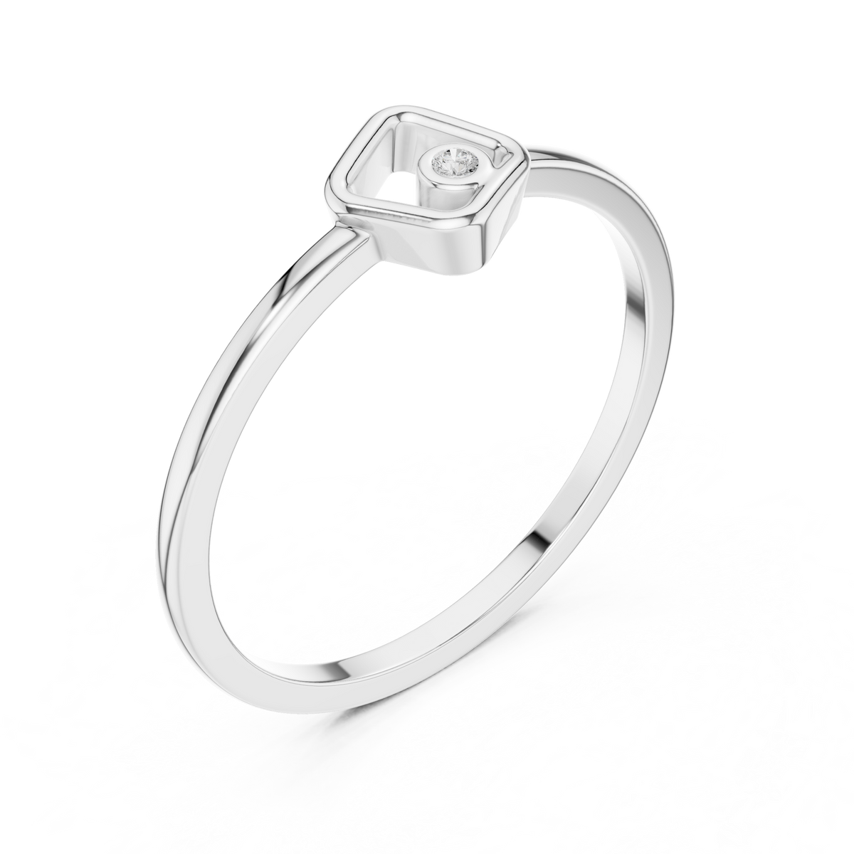 round cut lab diamond open square geometric solitaire ring - view 6