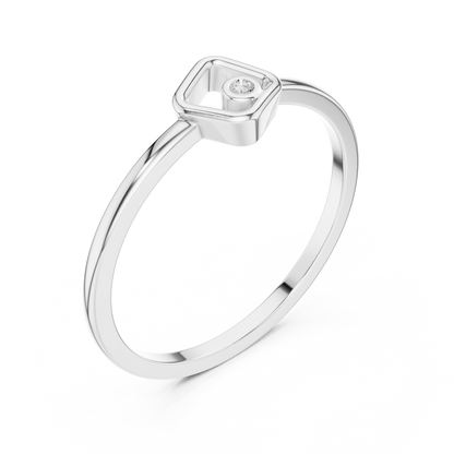 Round Cut Lab Diamond Open Square Geometric Solitaire Ring - View 6
