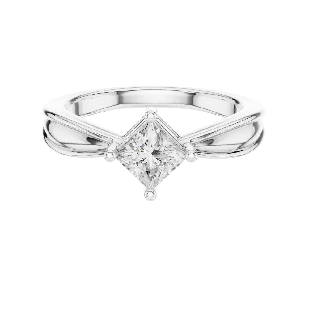 Princess Cut Split Shank Lab Diamond Solitaire Engagement Ring - View 3