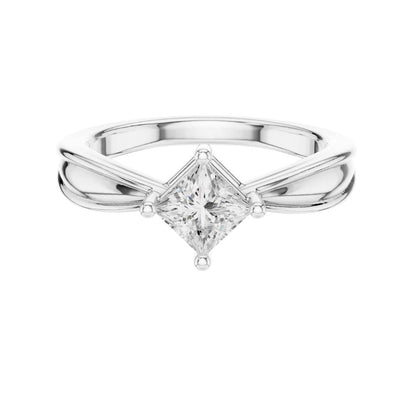 Princess Cut Split Shank Lab Diamond Solitaire Engagement Ring - View 3