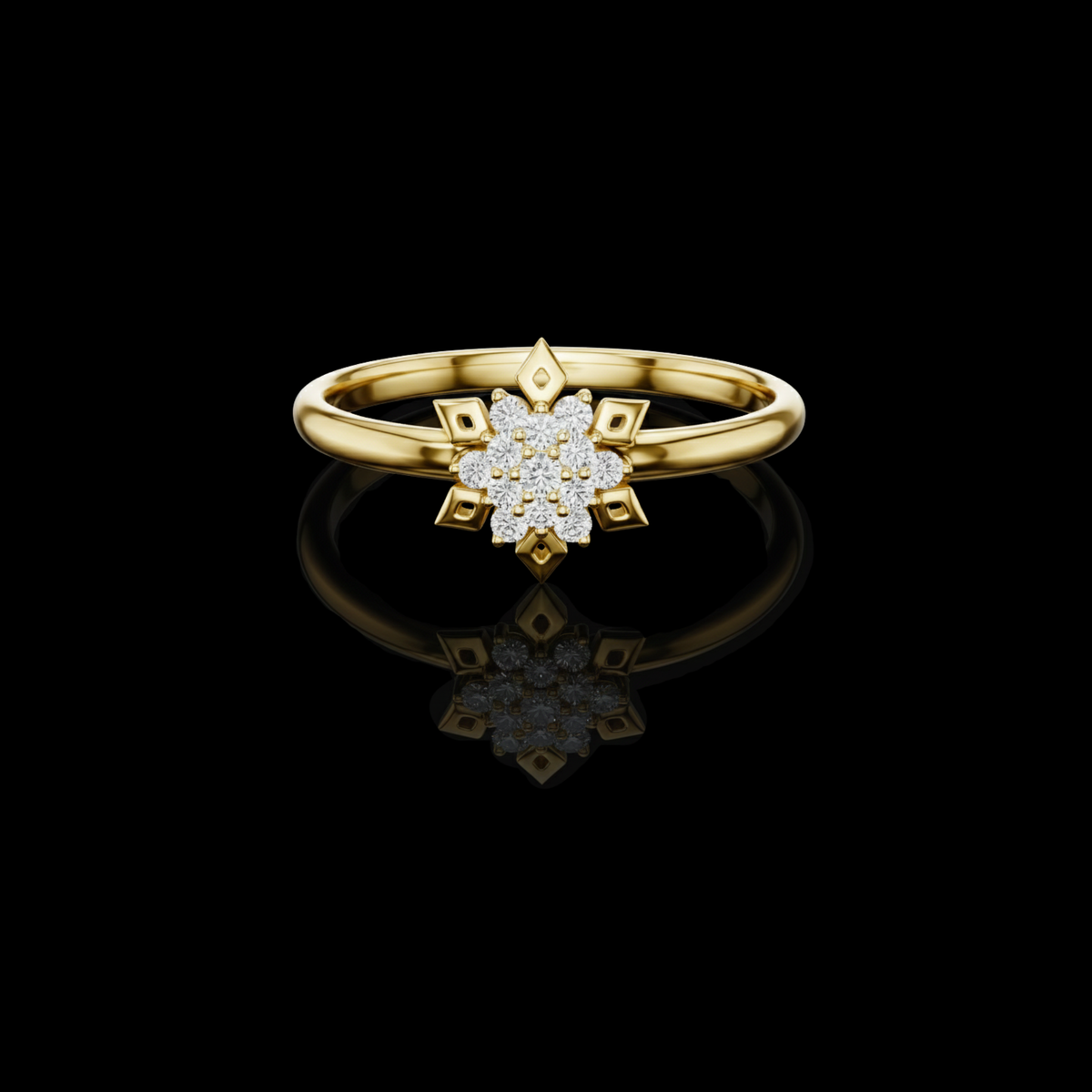 Snowflake Round Lab Diamond Cluster Anniversary Ring