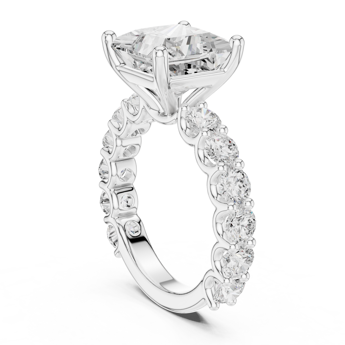 Pave Setting Princess Cut Lab Diamond Wedding Ring - View 7