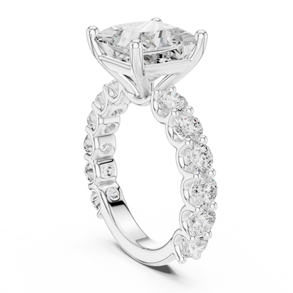 Pave Setting Princess Cut Lab Diamond Wedding Ring - View 7