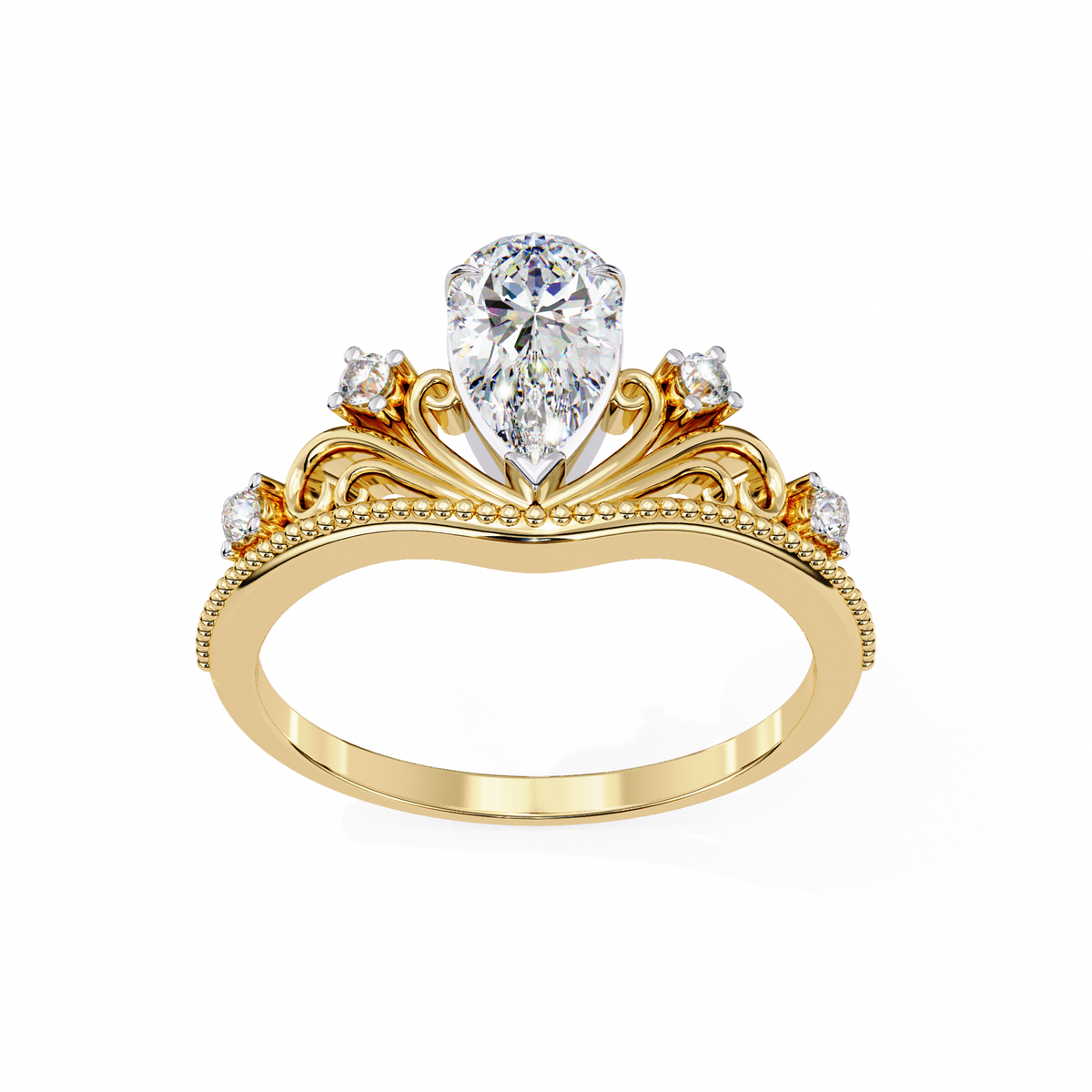 vintage pear cut lab diamond wedding ring for women - view 5