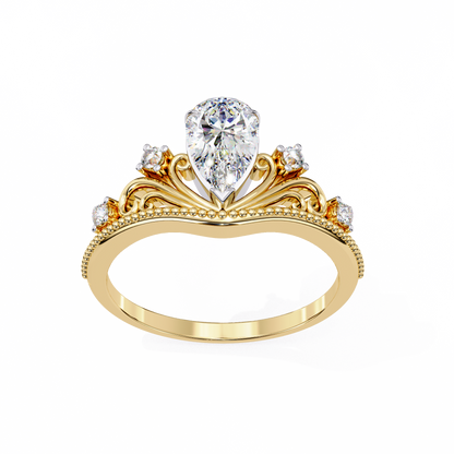 Vintage Pear Cut Lab Diamond Wedding Ring For Women - View 5
