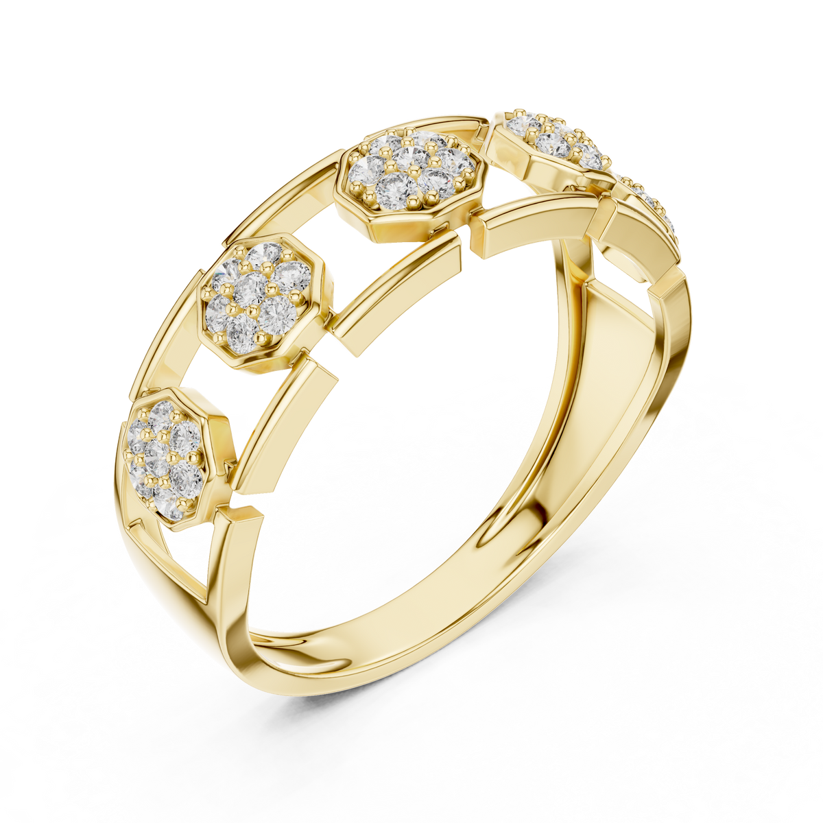 round cut lab diamond openwork band ring - view 4