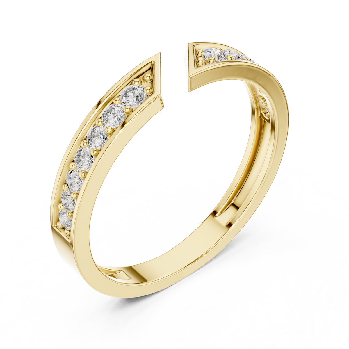 round cut open chevron lab diamond stackable wedding band - view 4