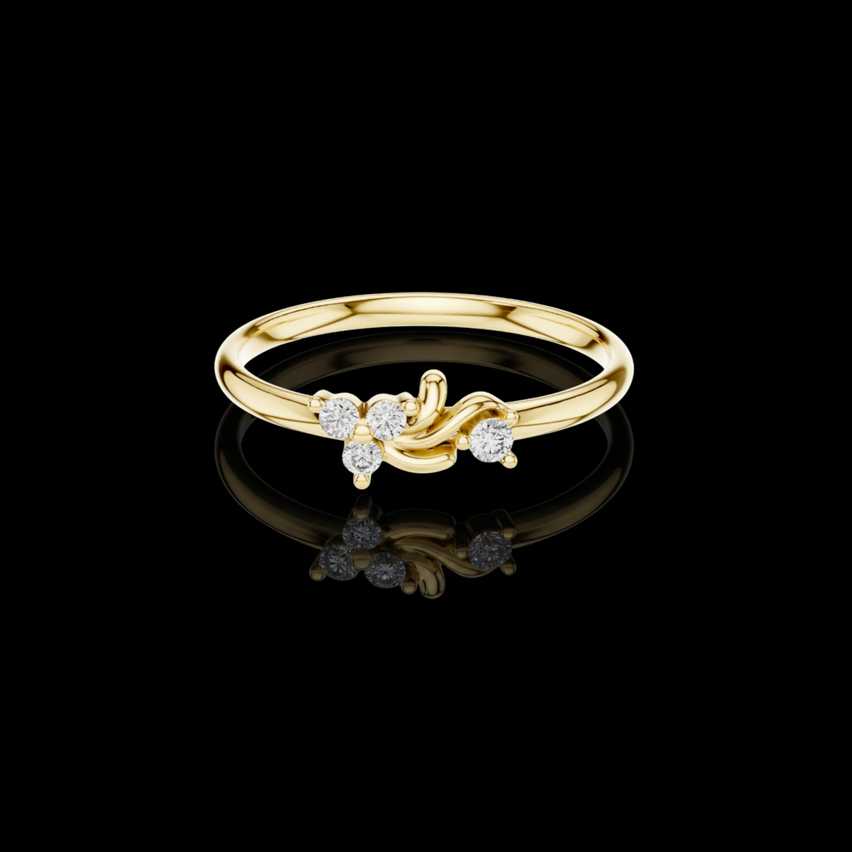 round lab diamond open twist cluster ring