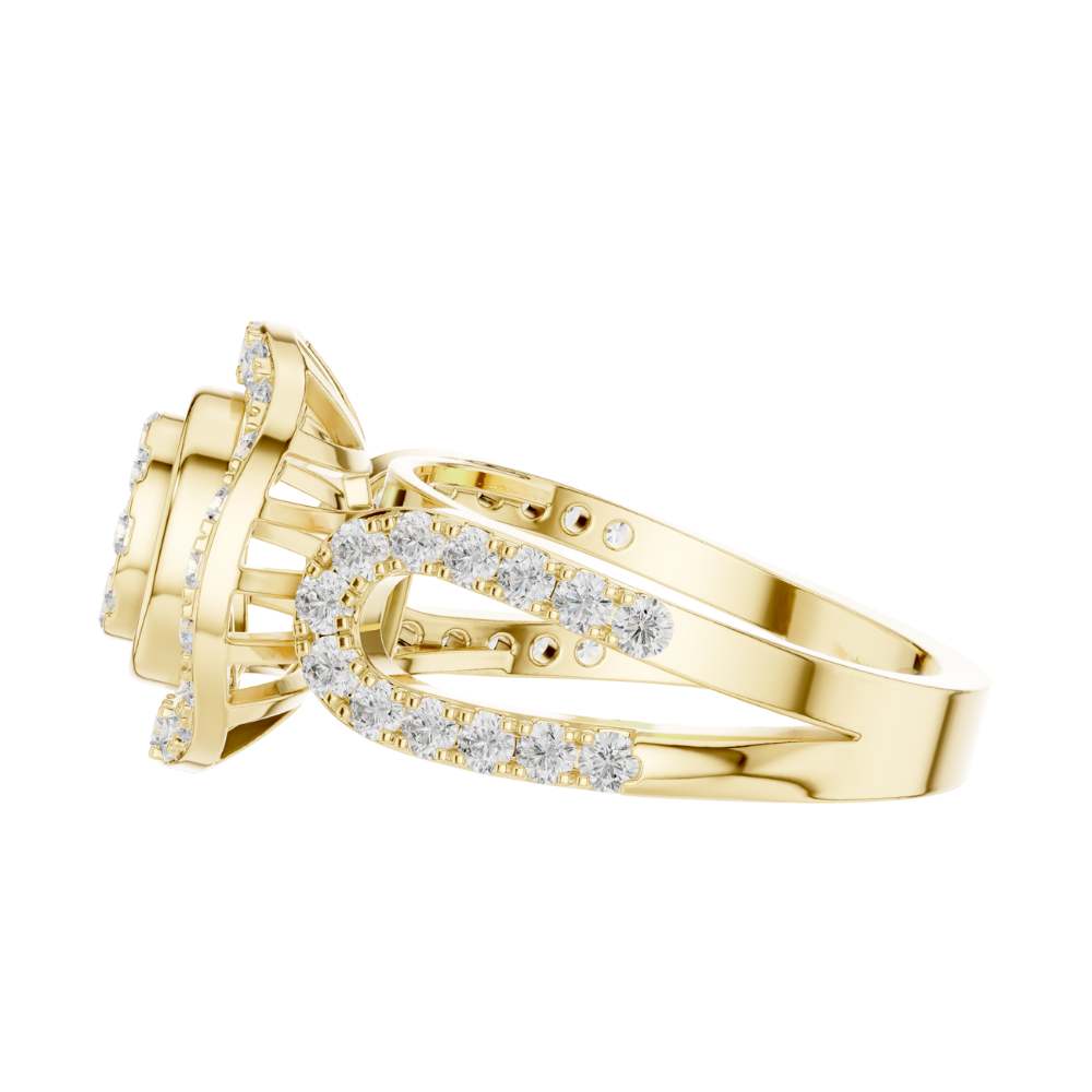 Cluster Round Cut Lab Diamond Split Shank Engagement Ring - View 7