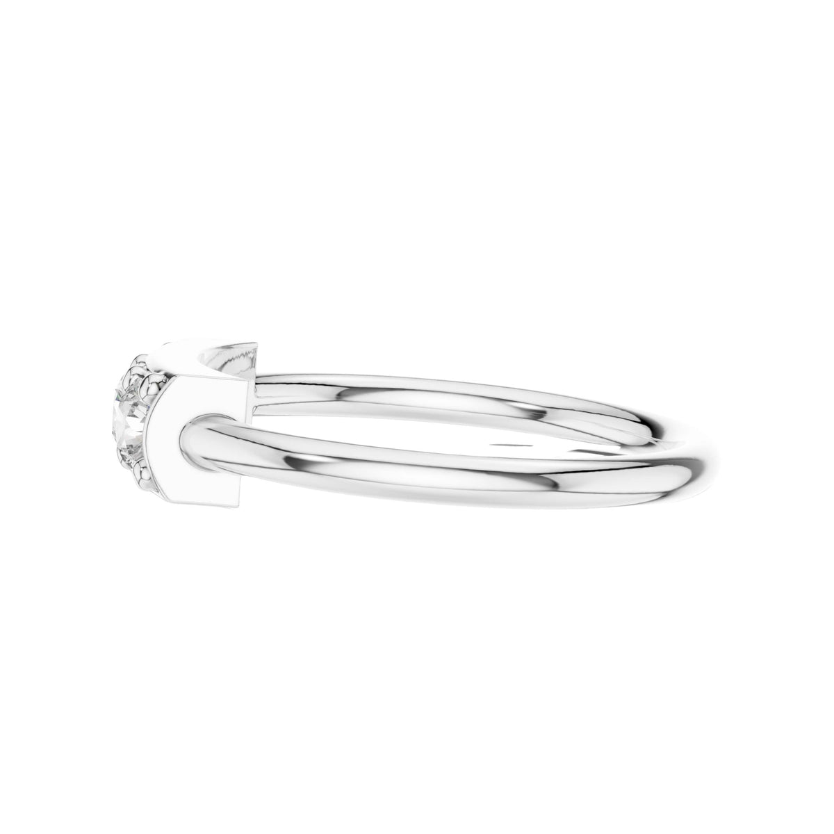 Round Three Stone Lab Diamond Minimalist Ring - View 9