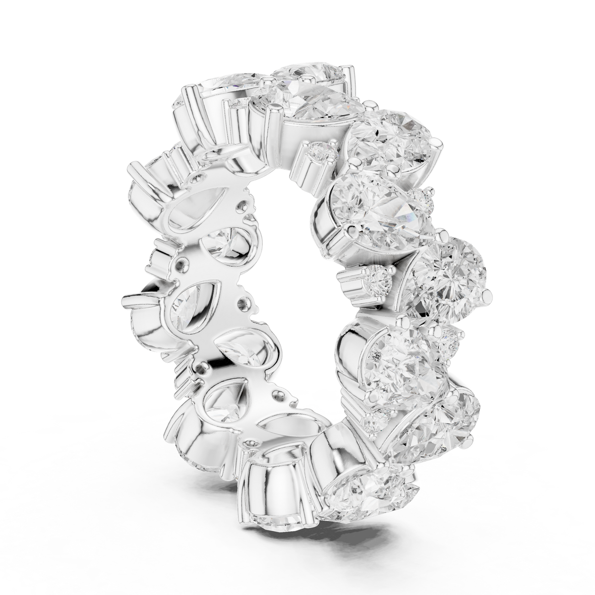 Pear and Round Cut Moissanite Diamond Anniversary Band Ring - View 12