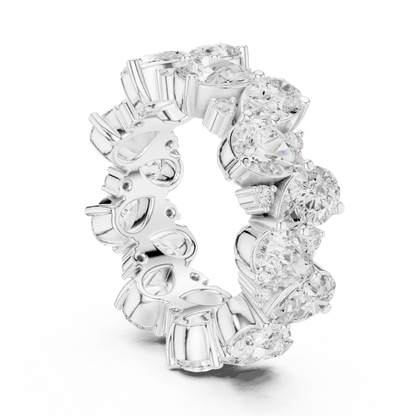 Pear and Round Cut Moissanite Diamond Anniversary Band Ring - View 12