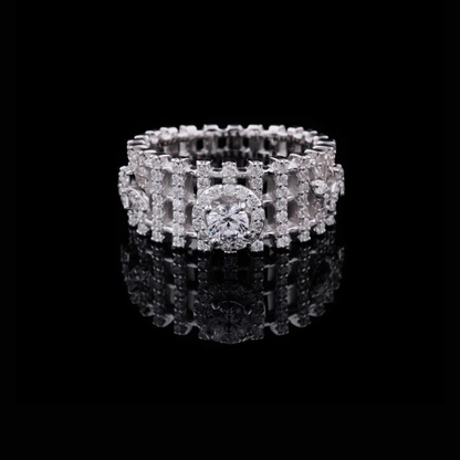 Round Lab Diamond Ladder Pave Statement Ring