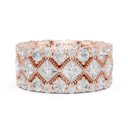 Round Lab Diamond Wide Band Statement Ring - View 2