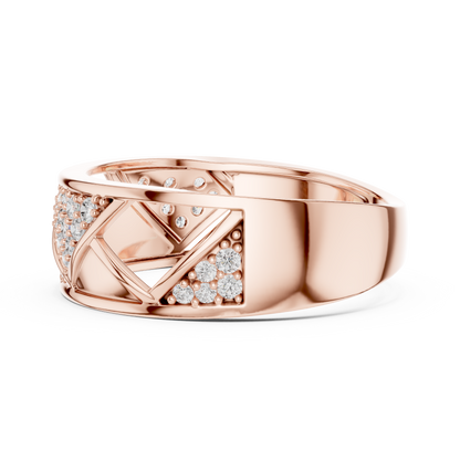 Round Cut Moissanite Diamond Men's Triangular Pave Pattern Statement Ring - View 11