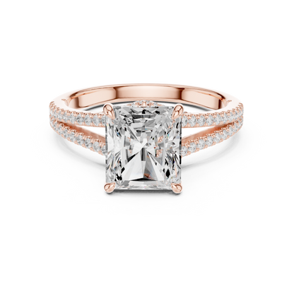 Split Shank Radiant Cut Lab Diamond Engagement Ring - View 2