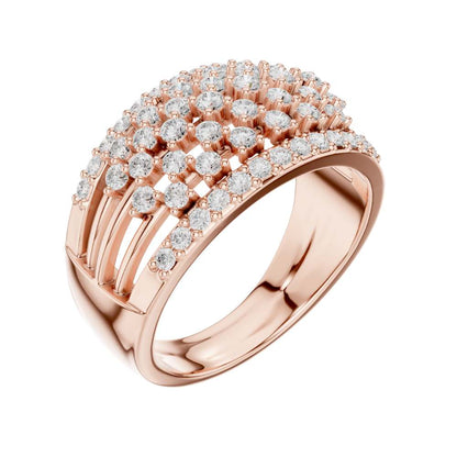 Round Cut Multi Row Pave Lab Diamond Statement Band Ring - View 5
