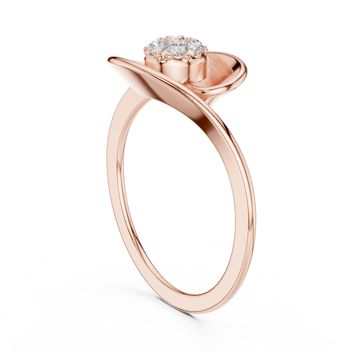 Round Lab Diamond Cluster Abstract Swirl Statement Ring - View 6