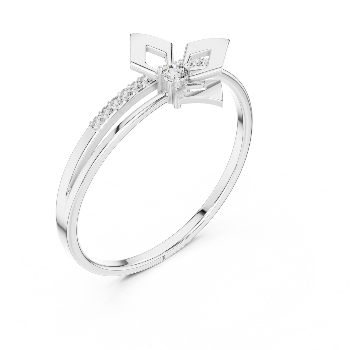 Geometric Lab Diamond Split Shank Engagement Ring - View 4