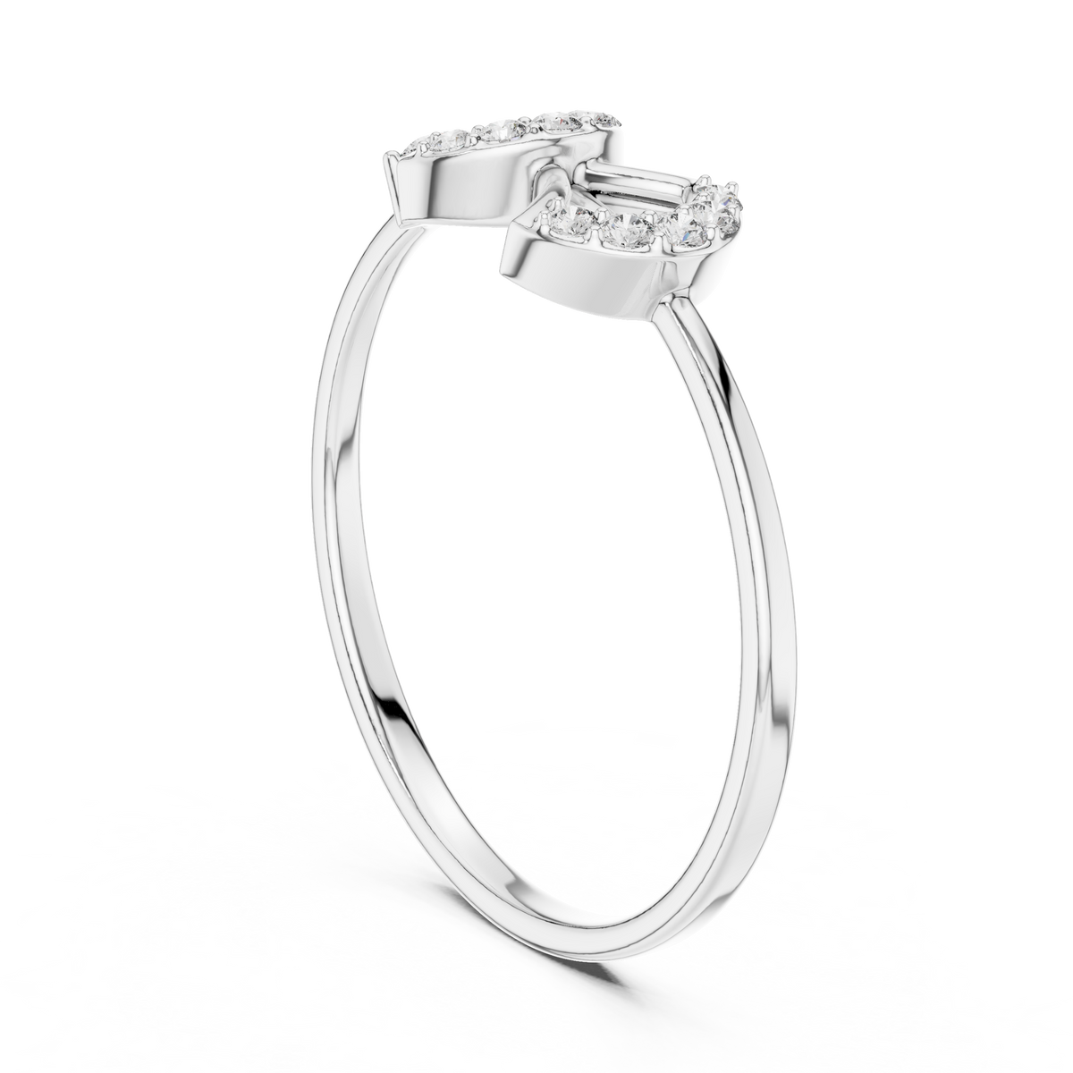 Geometric Open Double Chevron Lab Diamond Stackable Engagement Ring - View 7