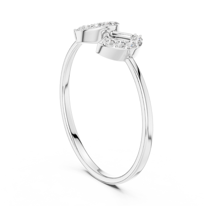 Geometric Open Double Chevron Moissanite Diamond Stackable Engagement Ring - View 7
