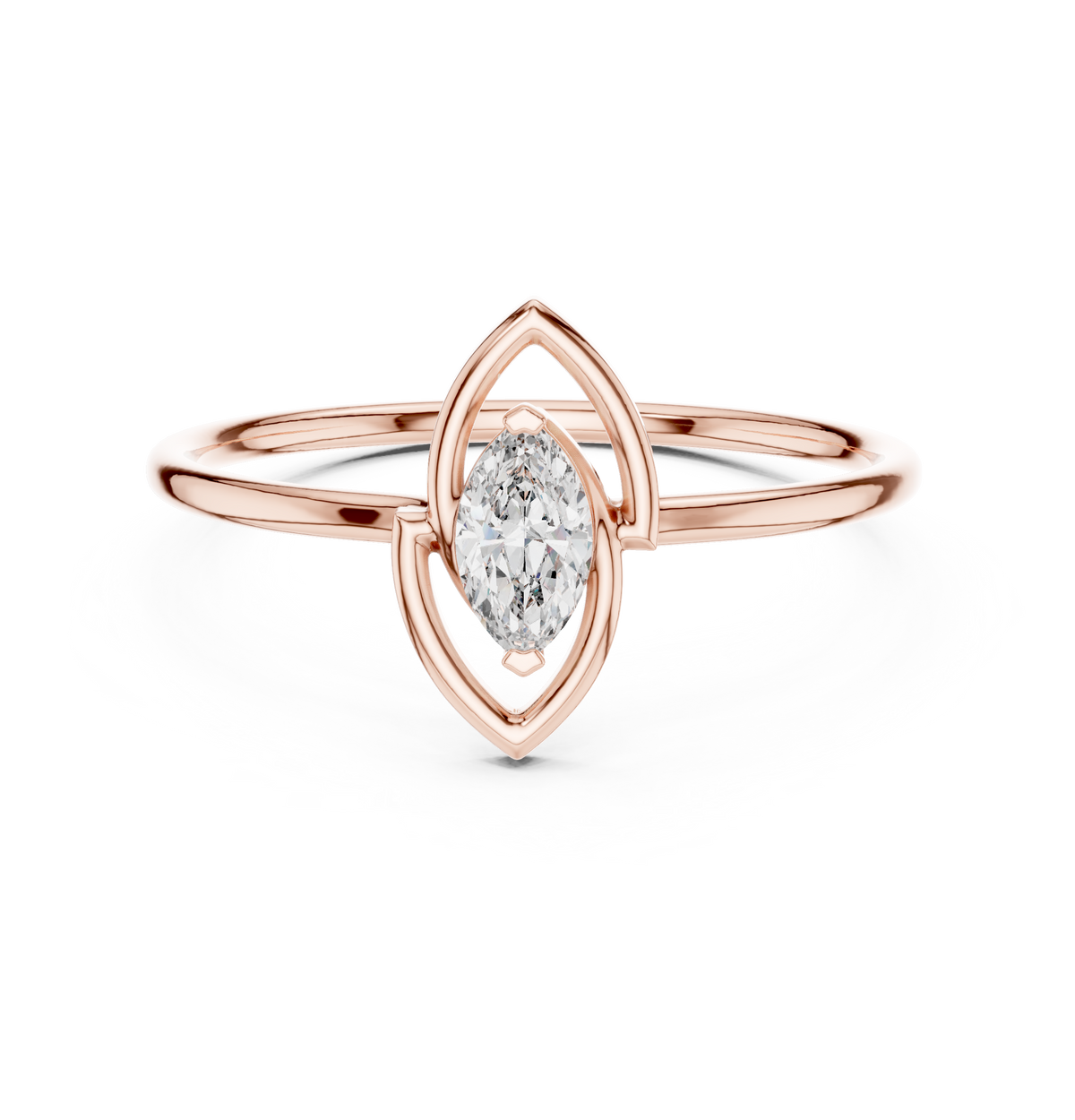 Minimalist Marquise Solitaire Lab Diamond Ring - View 2