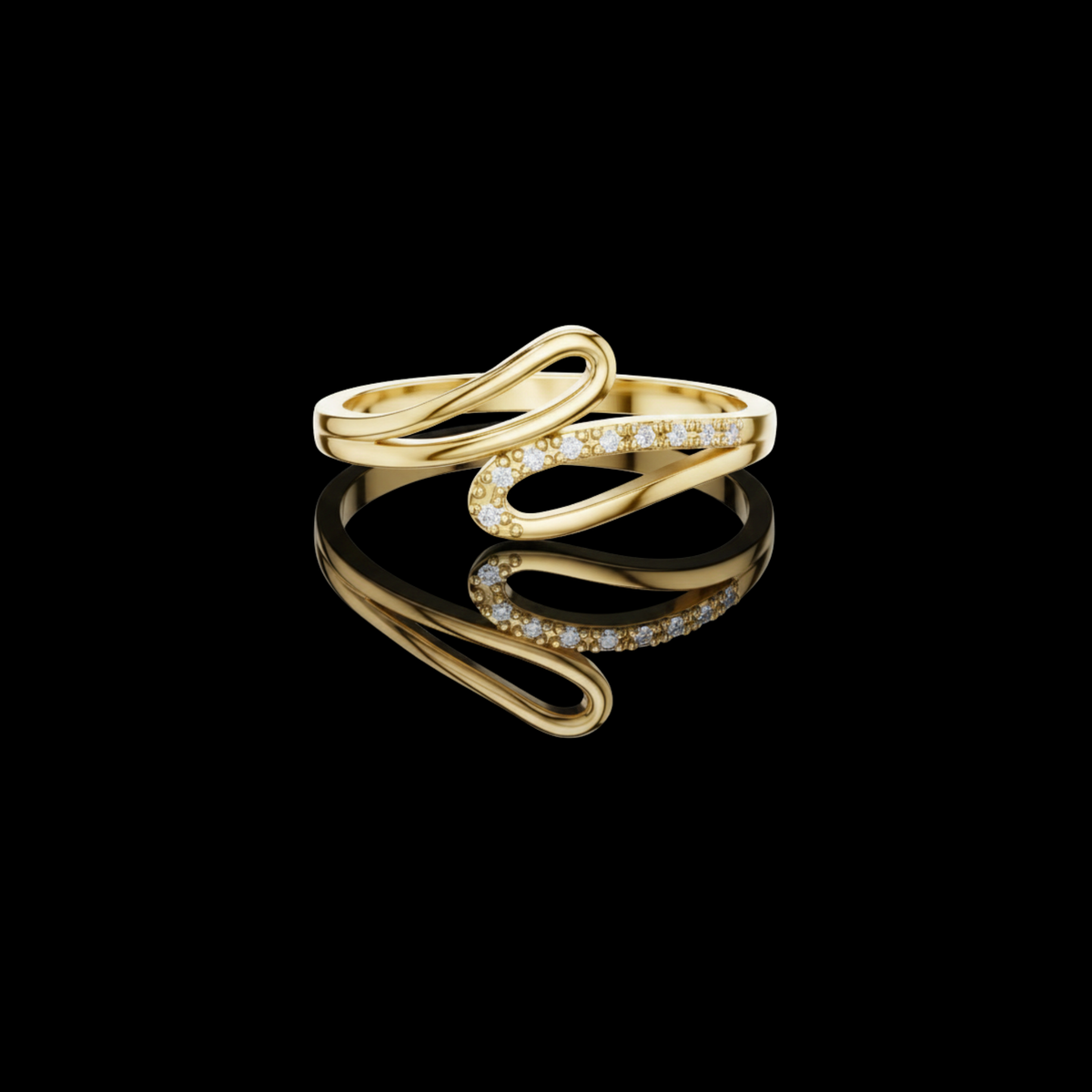 Open Swirl Round Lab Diamond Pave Ring